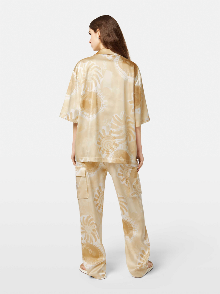 Satin printed short sleeve shirt