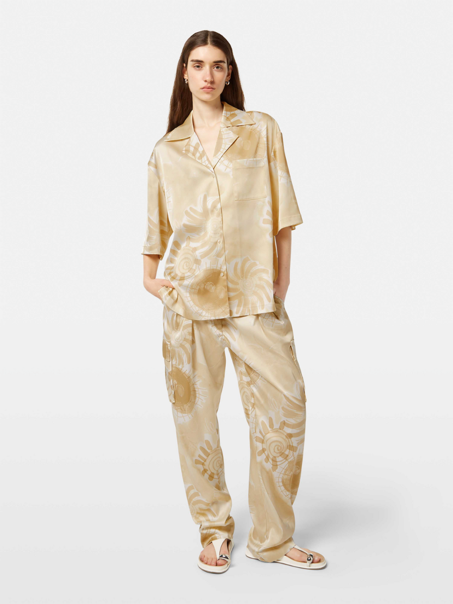 Satin printed short sleeve shirt