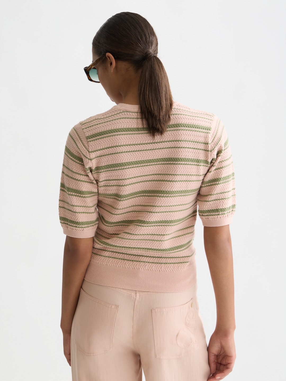 Textured stripe knitted tee