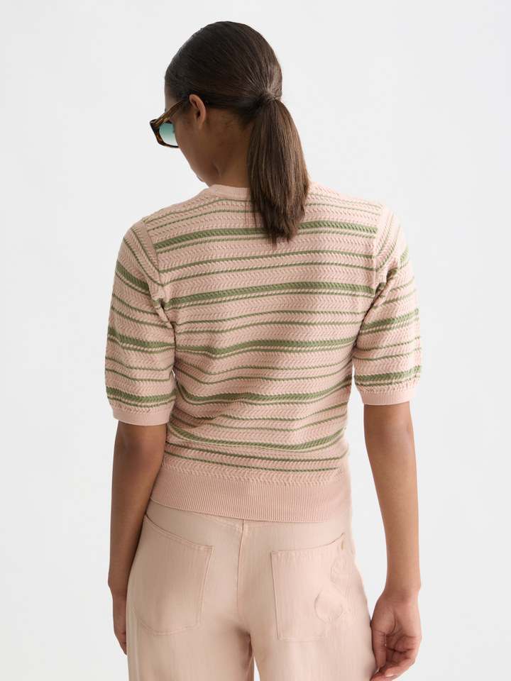 Textured stripe knitted tee