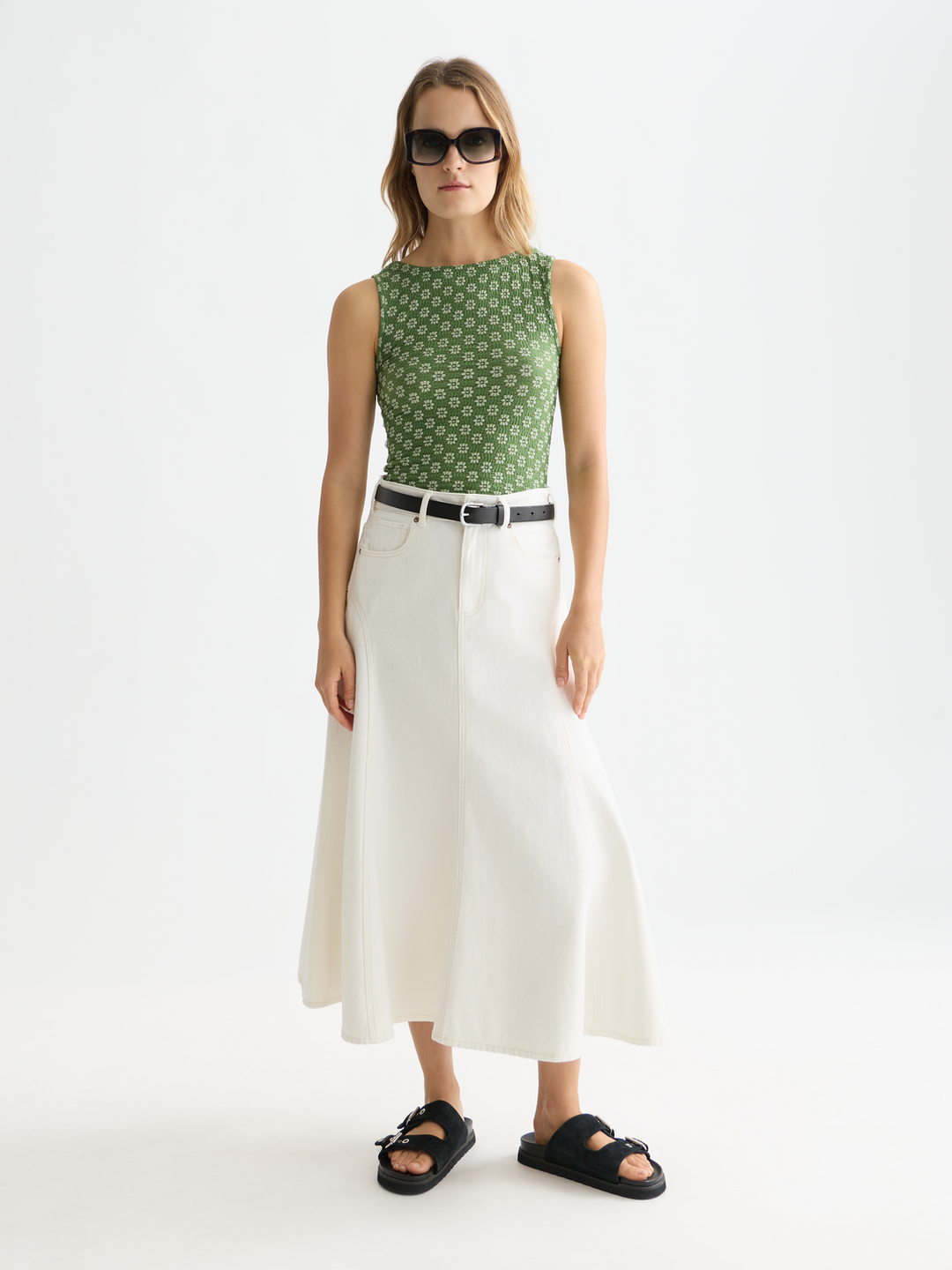 Structured slash neck tank