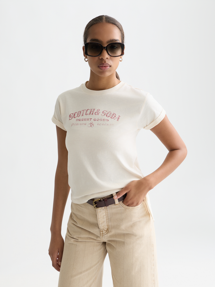 Artwork T-shirt with side knot