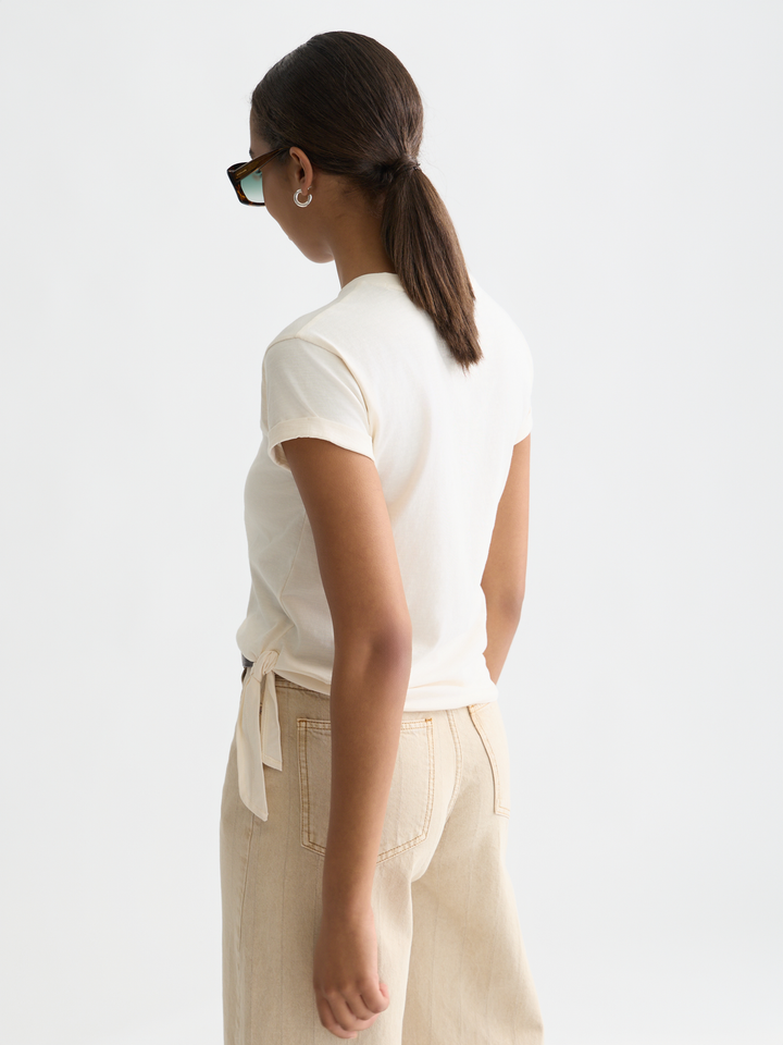 Artwork T-shirt with side knot