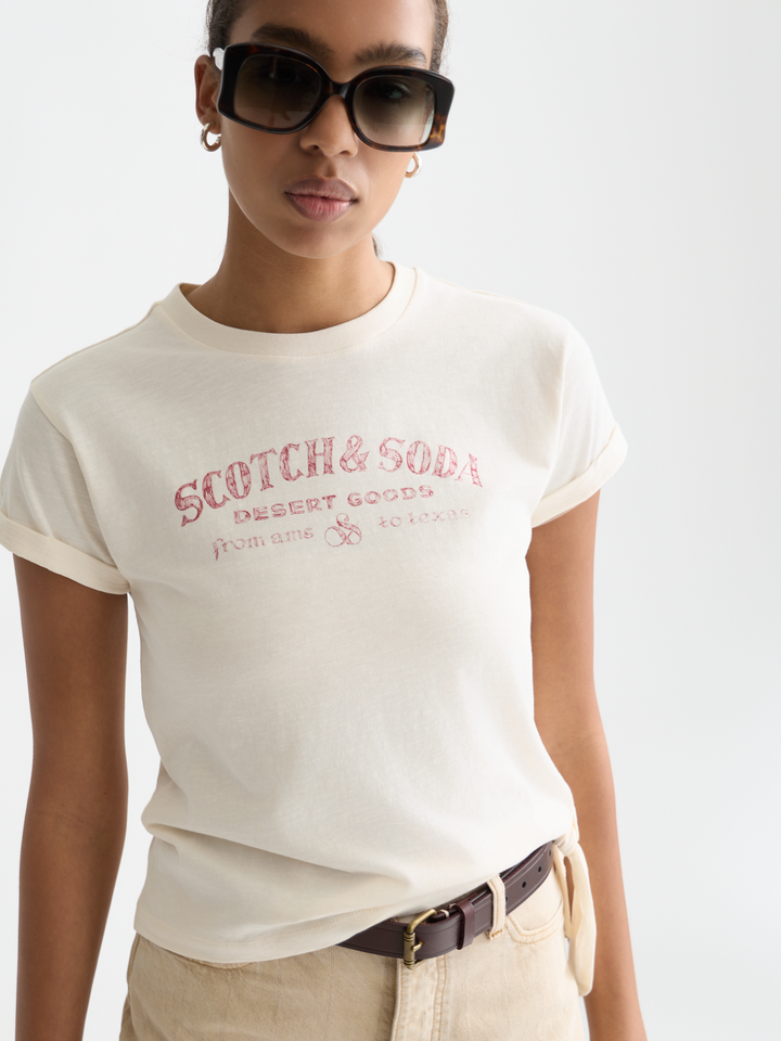 Artwork T-shirt with side knot