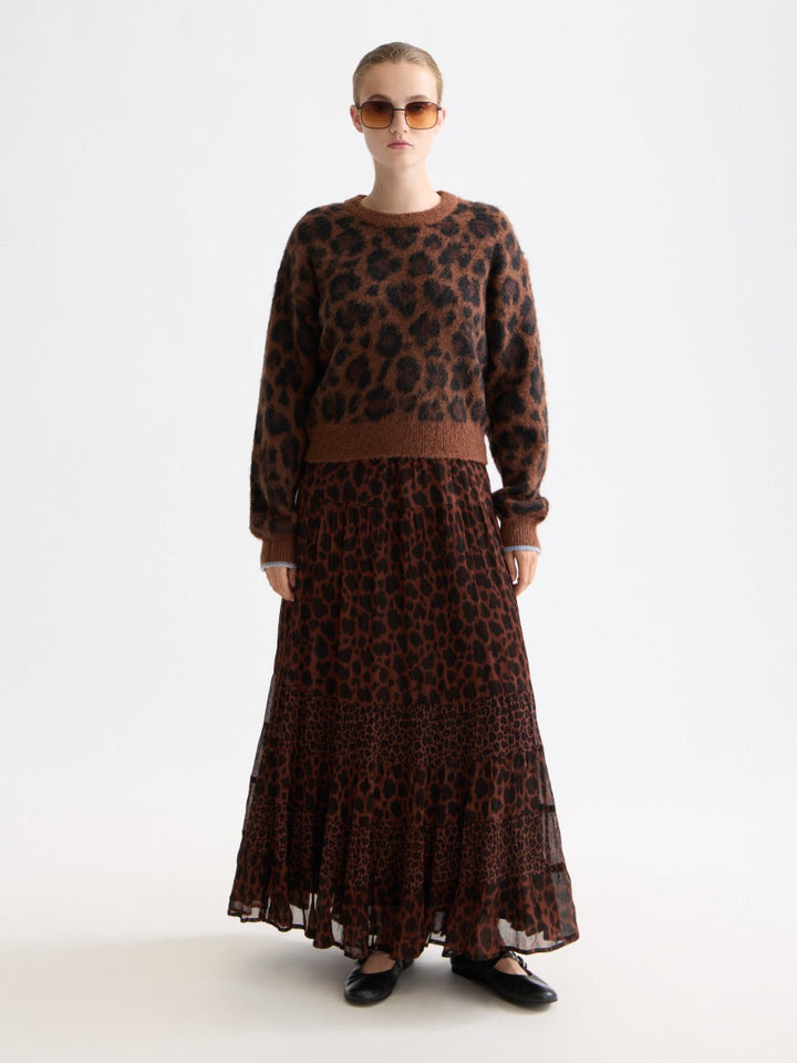 Fuzzy jacquard pullover