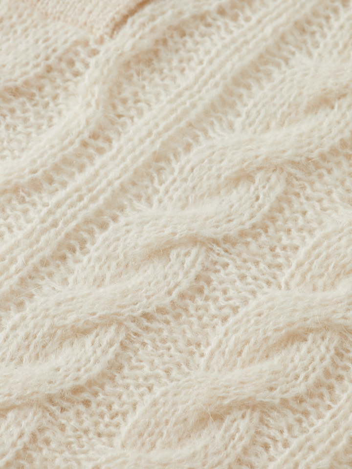 Cable stitch polo neck pullover