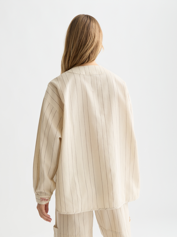 Cotton linen bib shirt