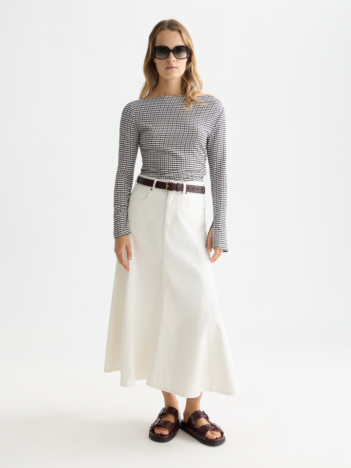 Drapey gingham long sleeve T-shirt