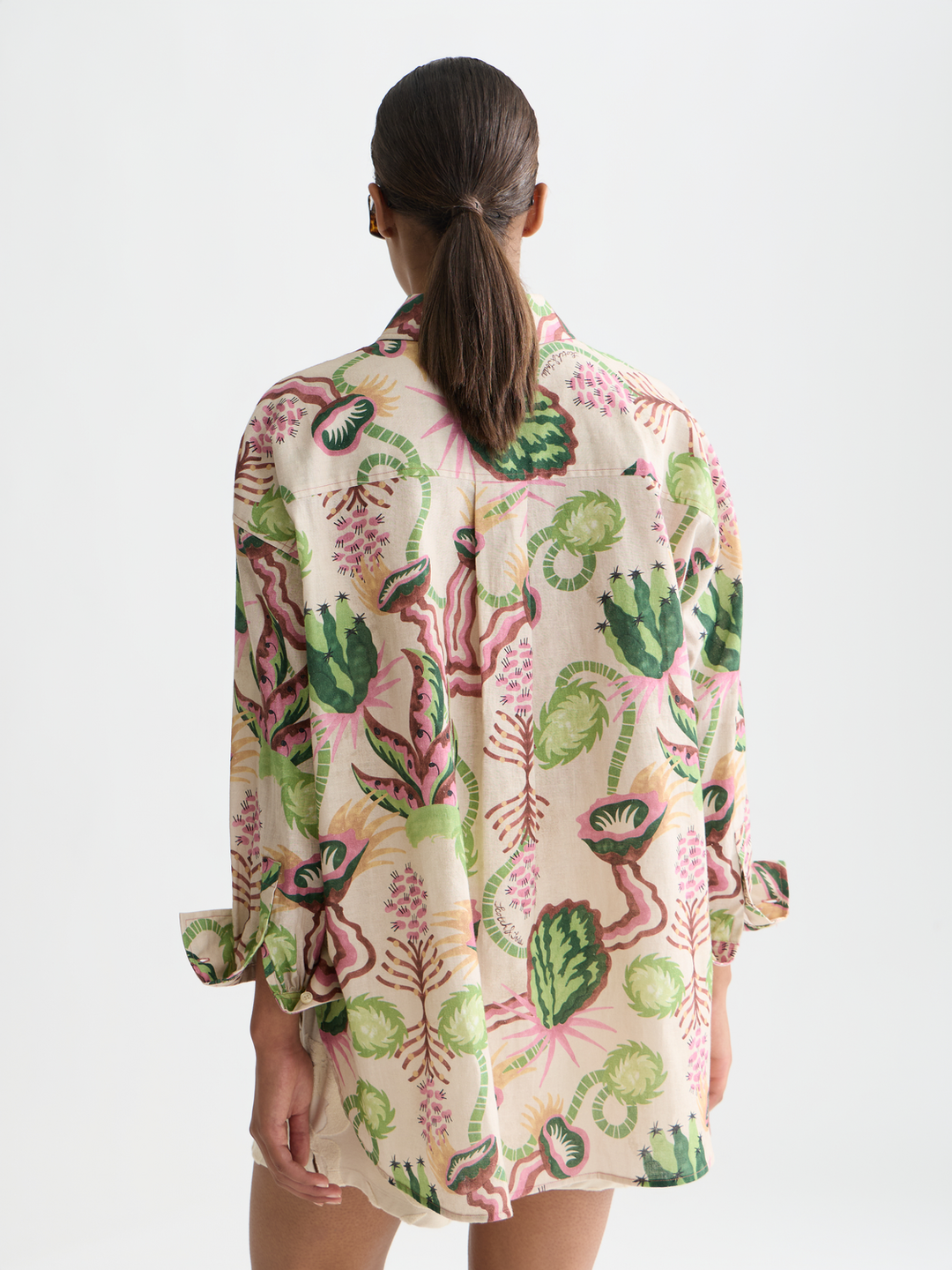 Linen blend printed shirt