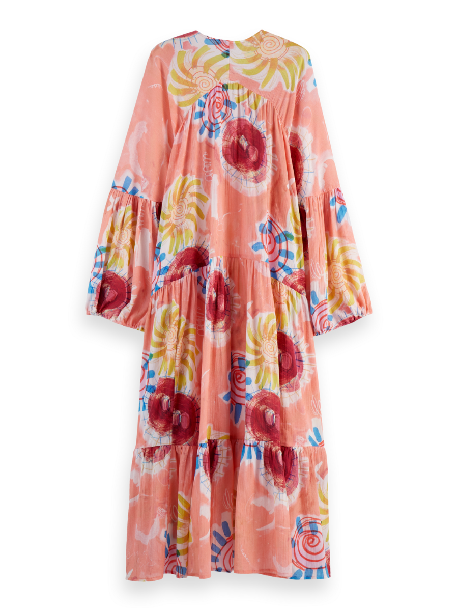 Printed crinkle maxi dress