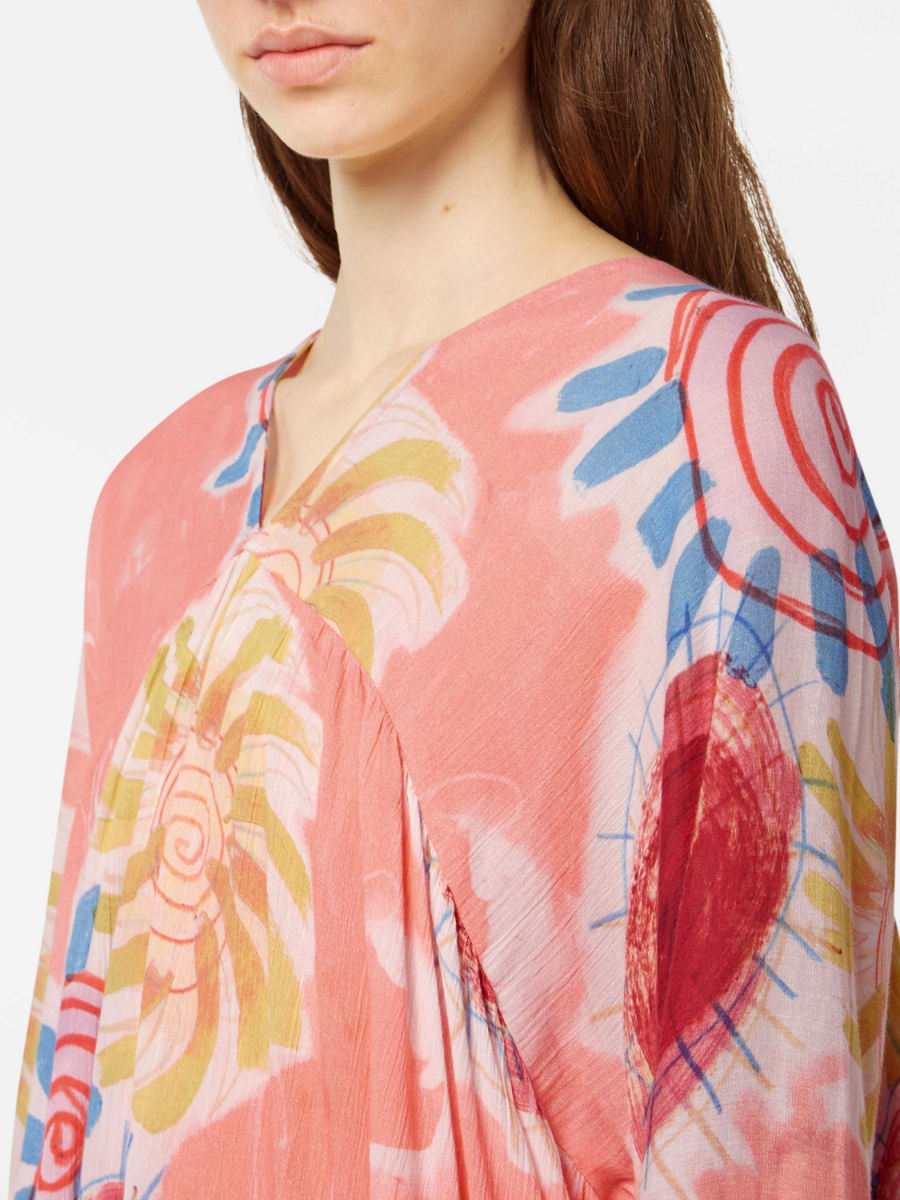 Printed crinkle maxi dress