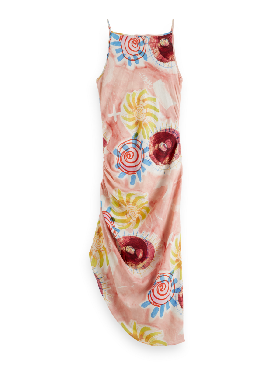 Linen Viscose printed midi dress