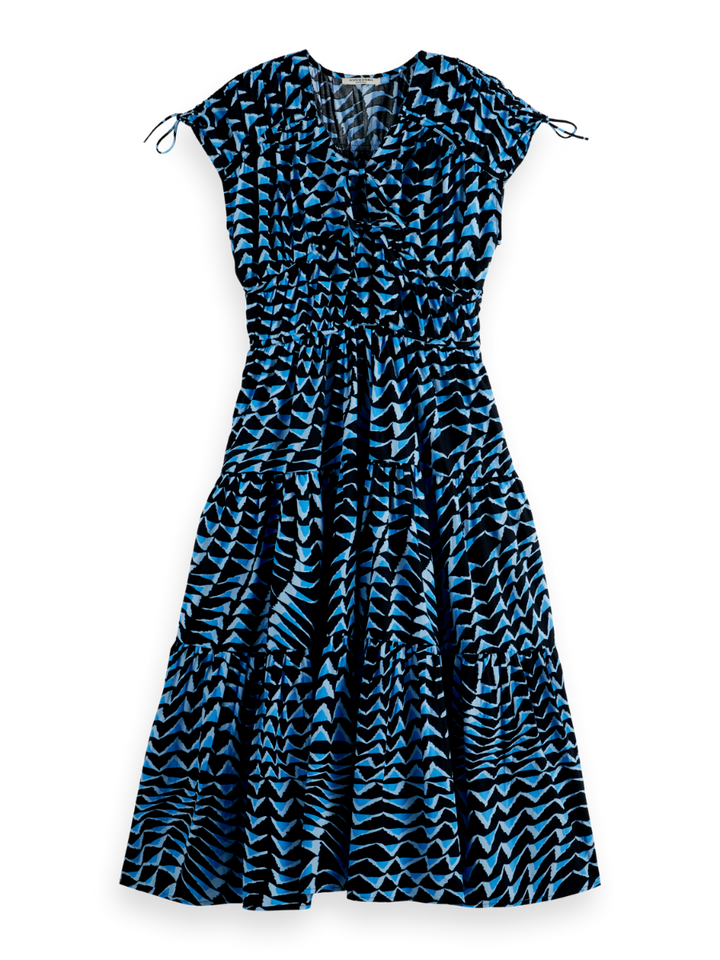Tiered poplin midi dress