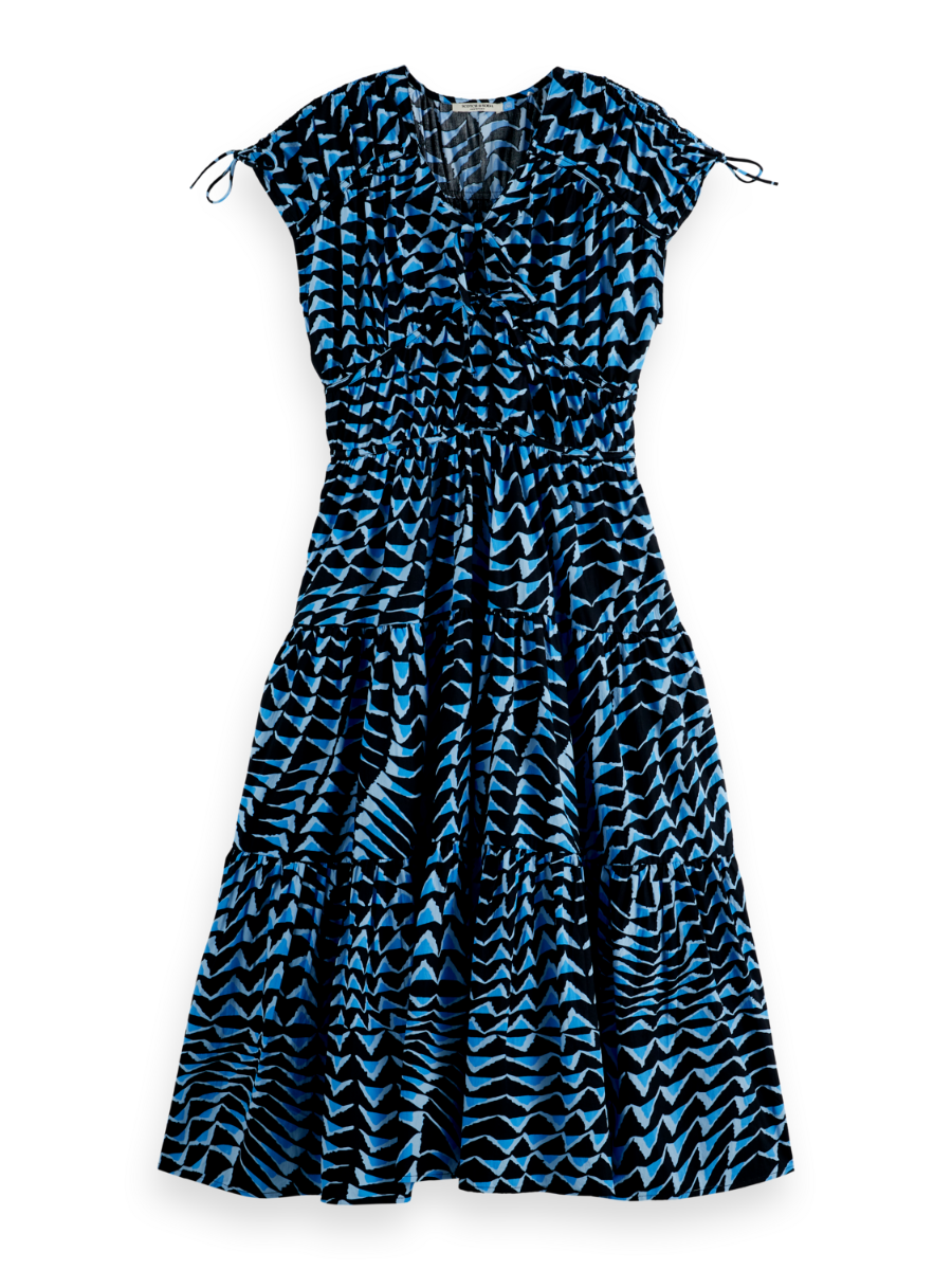 Tiered poplin midi dress