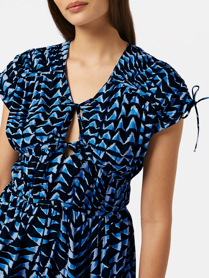 Tiered poplin midi dress