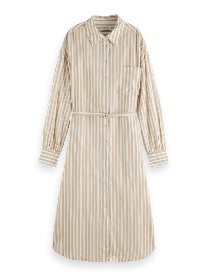 Striped midi shirt dress