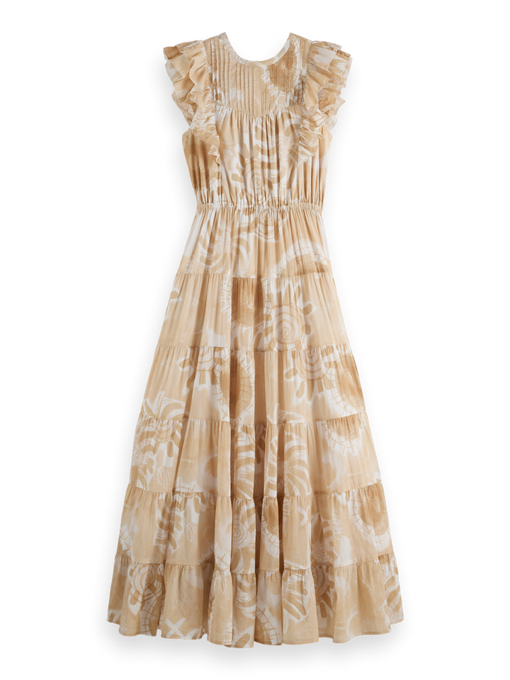 Printed maxi cotton voile dress