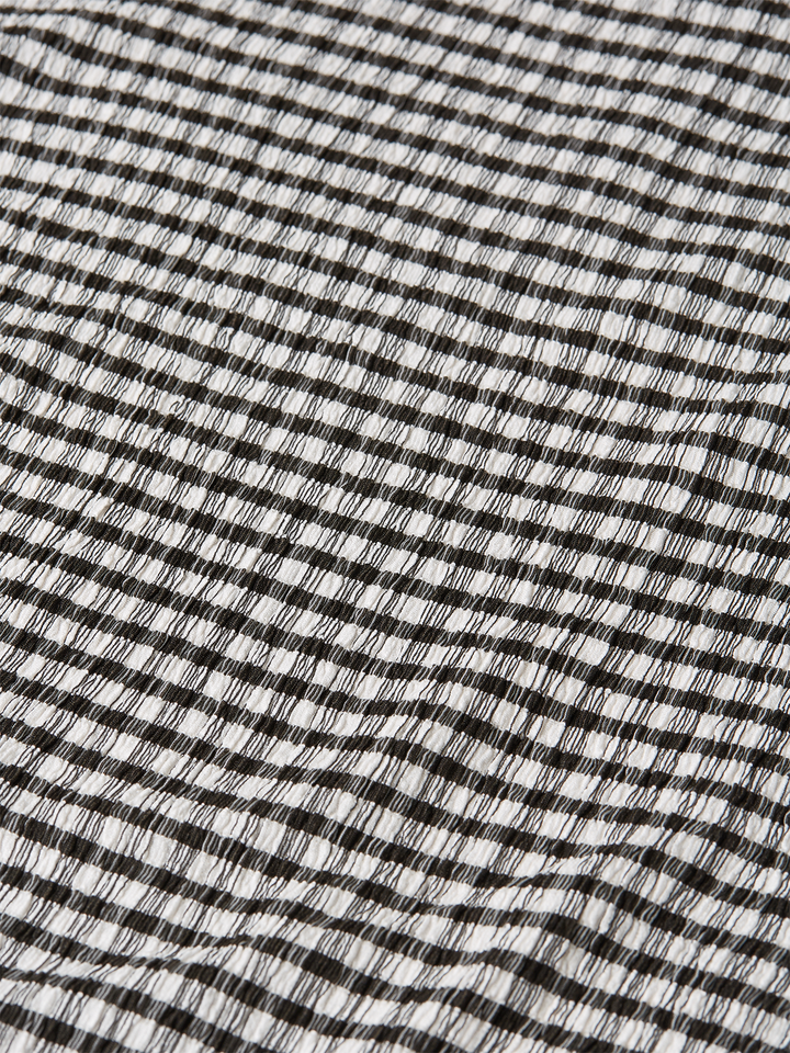 Structured gingham drapey midi dress