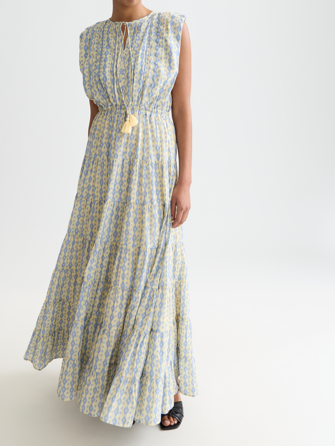 Printed tiered maxi dress