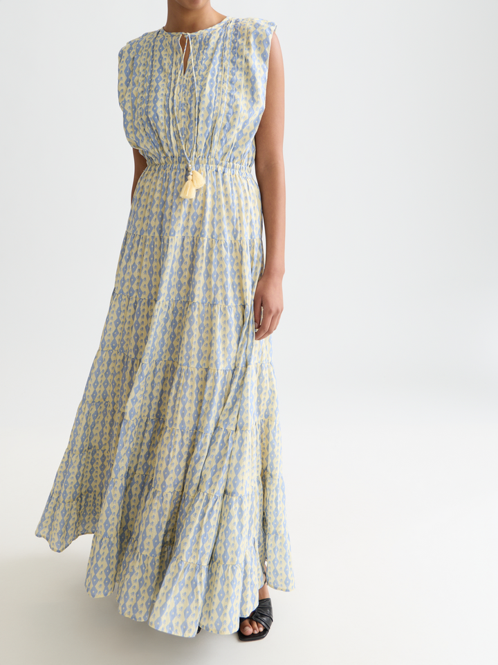 Printed tiered maxi dress