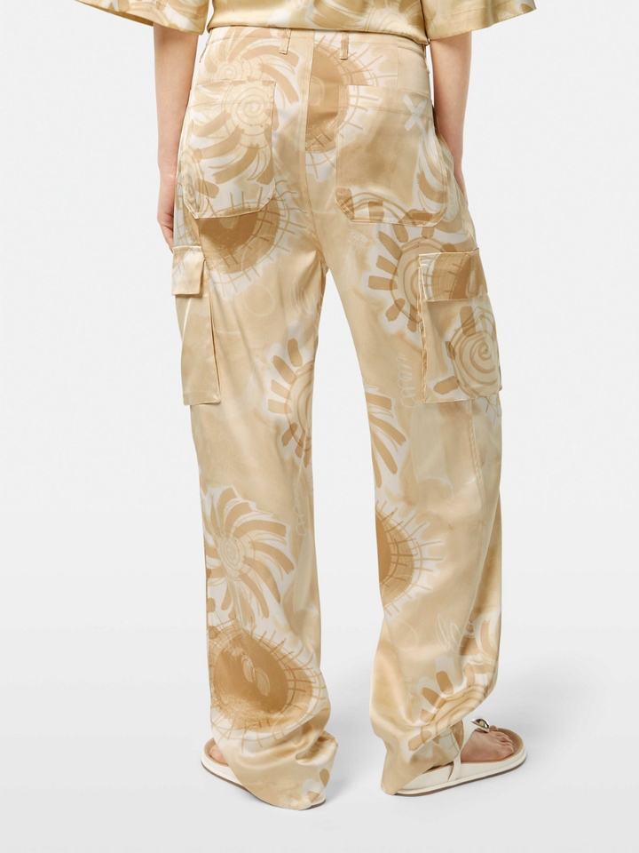 Faye high-rise tapered leg satin printed pant