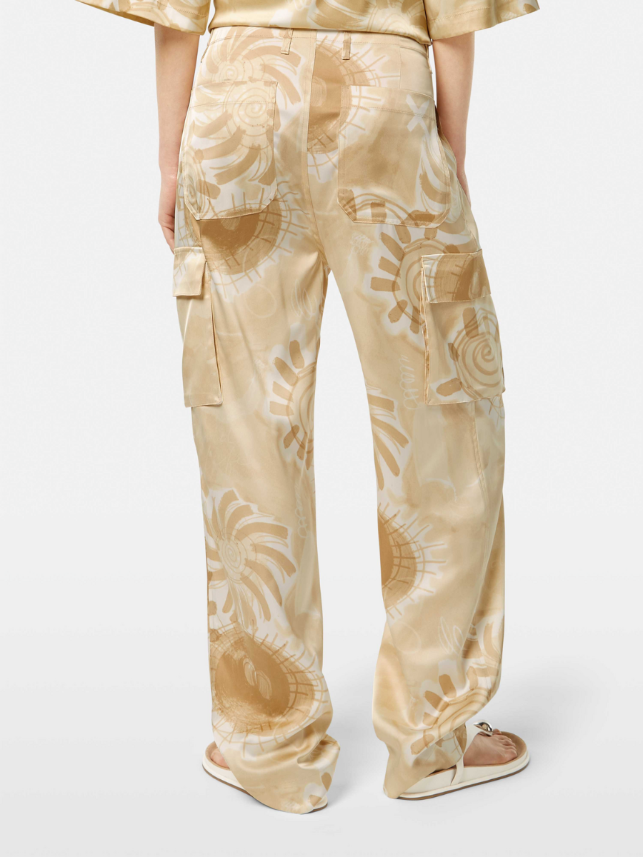 Faye high-rise tapered leg satin printed pant