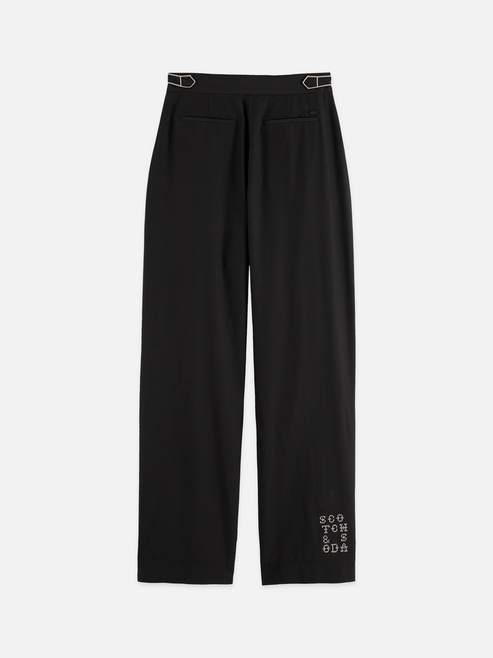 Quinn - Mid Rise Wide Leg Pants With Cross-Stitching