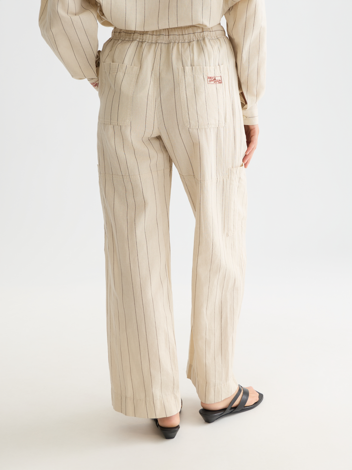 Noa - Linen high-rise wide-leg relaxed pull on pants