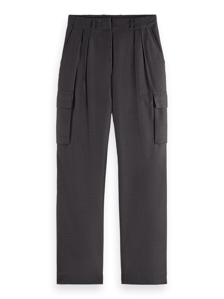 

Faye high-rise tapered leg cargo pant, Charcoal