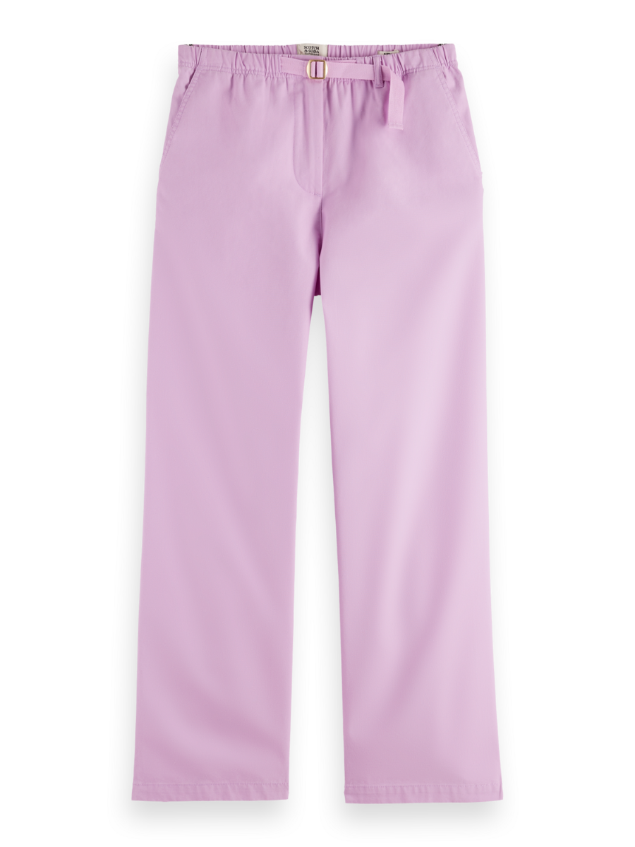 

Ezra high-rise wide-leg belted pant, Light iris pink