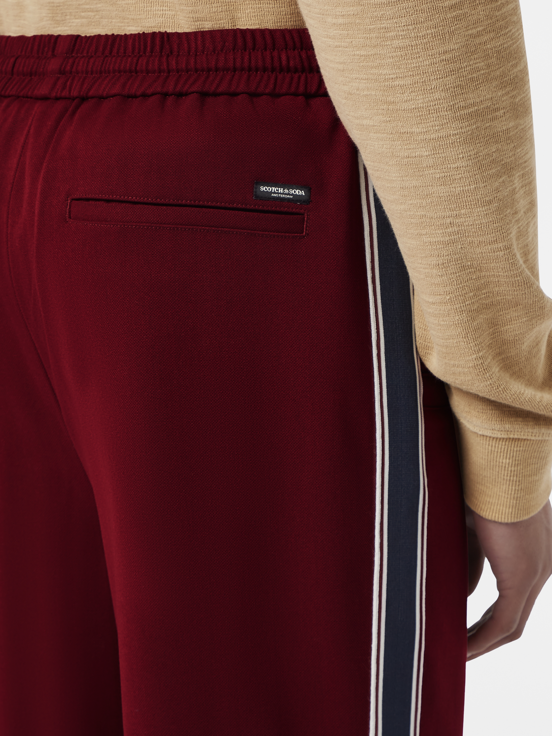 

Tape-trimmed straight fit track pant, Cherry red
