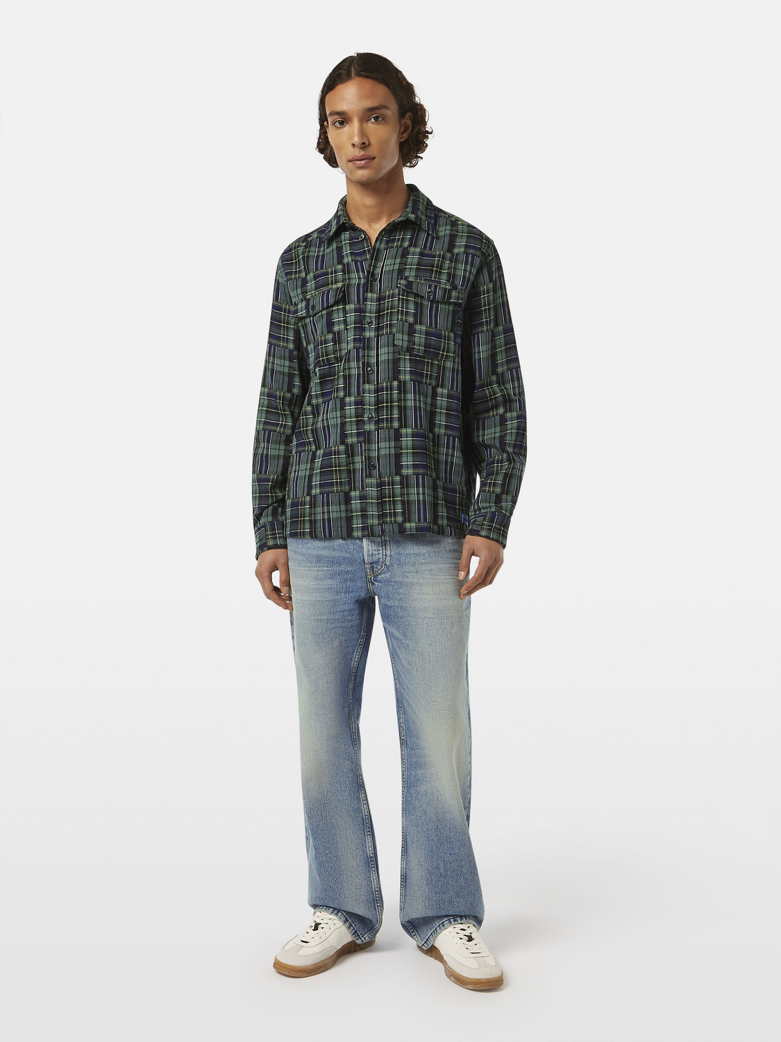 

Relaxed-Fit Patchwork Shirt, Amsterdam green patchwork