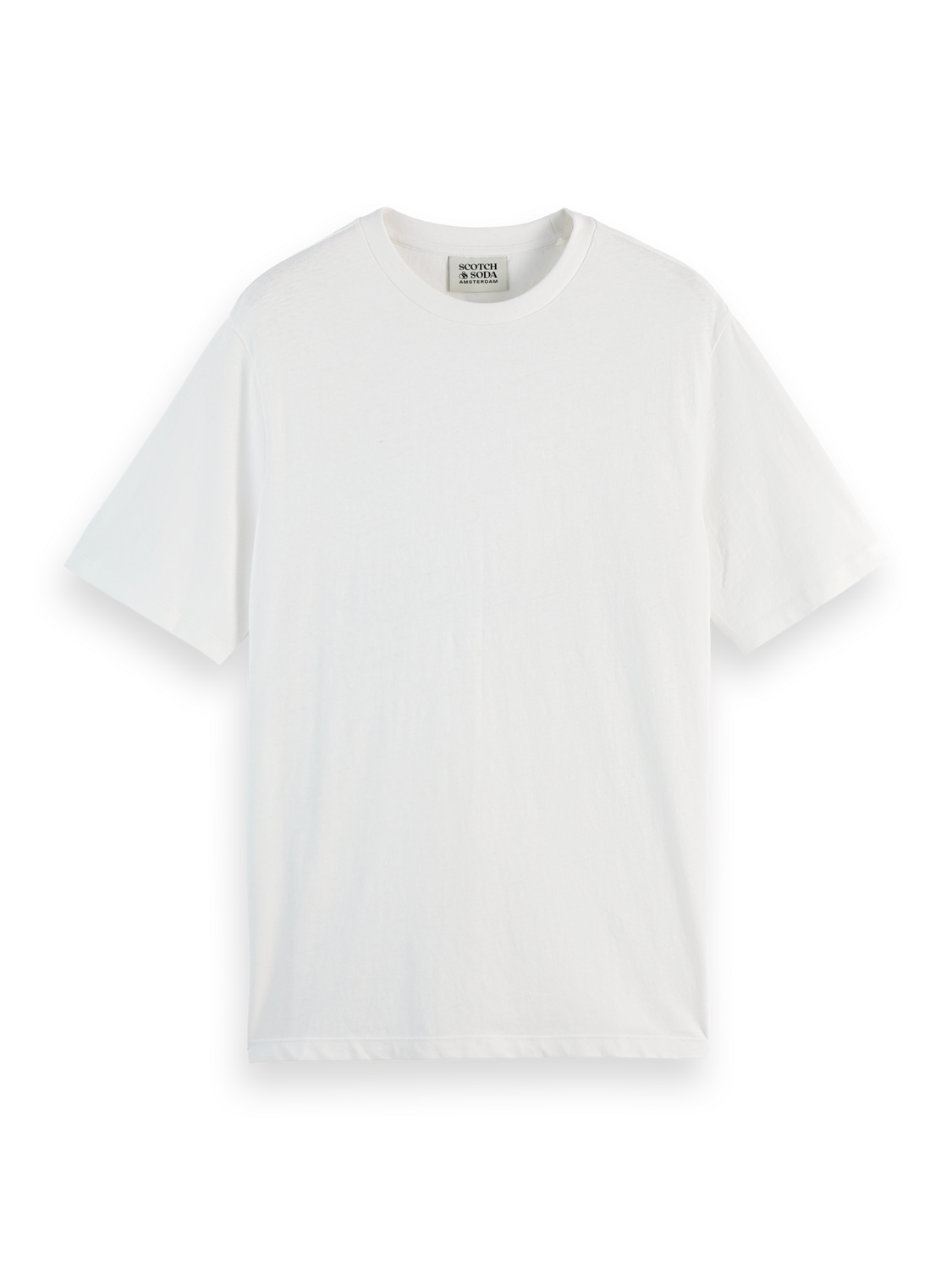 

Regular fit 3 crosses cotton-linen T-shirt, White