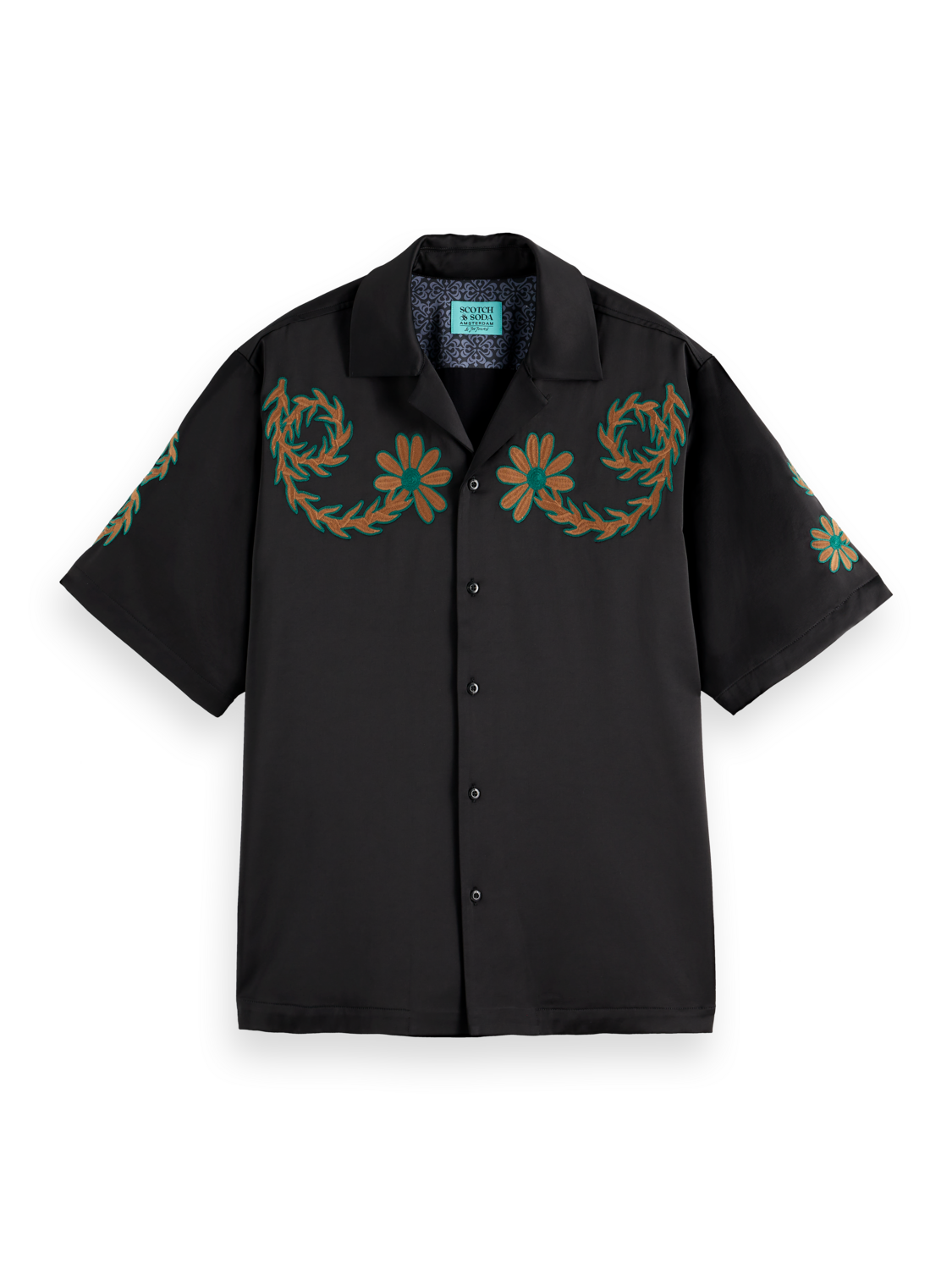 

Joe Jonas x Scotch & Soda Embroidery Sateen Shortsleeved Shirt, Black