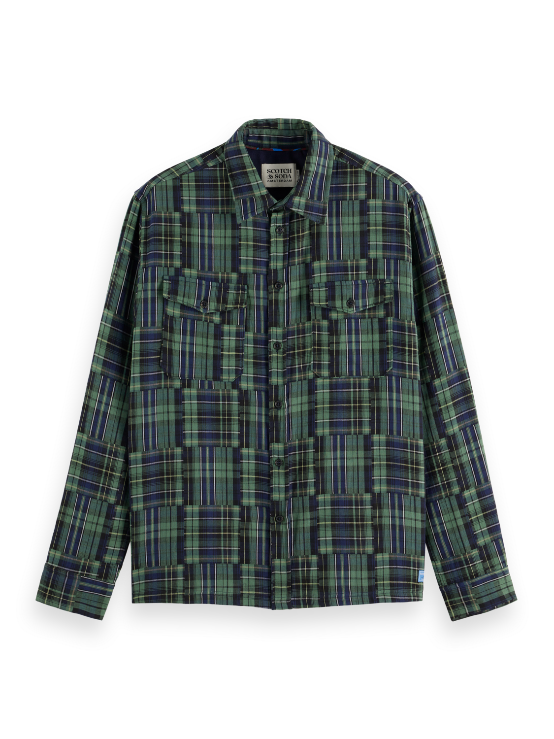 

Relaxed-Fit Patchwork Shirt, Amsterdam green patchwork