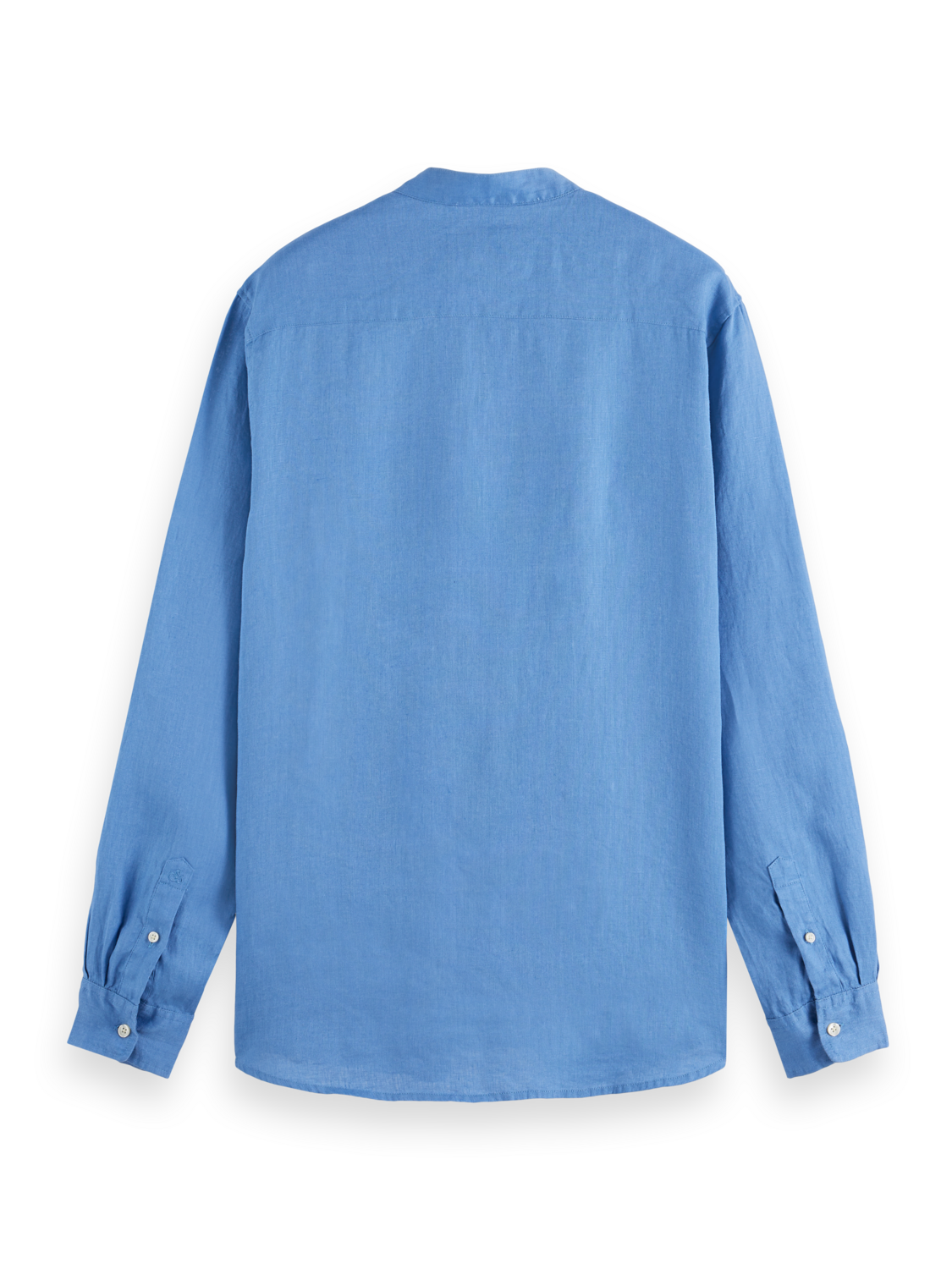 

Seasonal Core - Regular-Fit Linen Stand-Up Collar Shirt, Lake blue