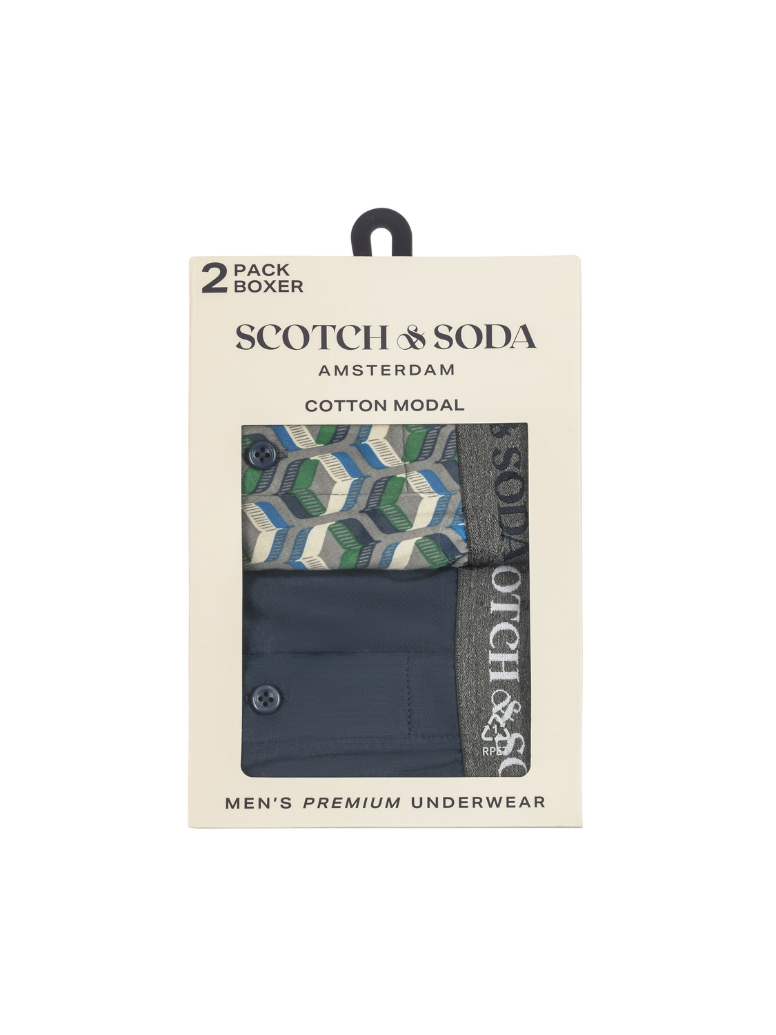 

Scotch & Soda Sp25 Men' 2Pk Modal Knit Boxer - Mainline Fashion, Navy/green